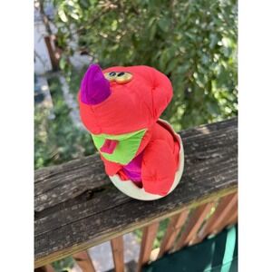 1993 Fisher Price Baby Dino Roar Neon Egg Orange Dinosaur Vintage Plush Toy 90s